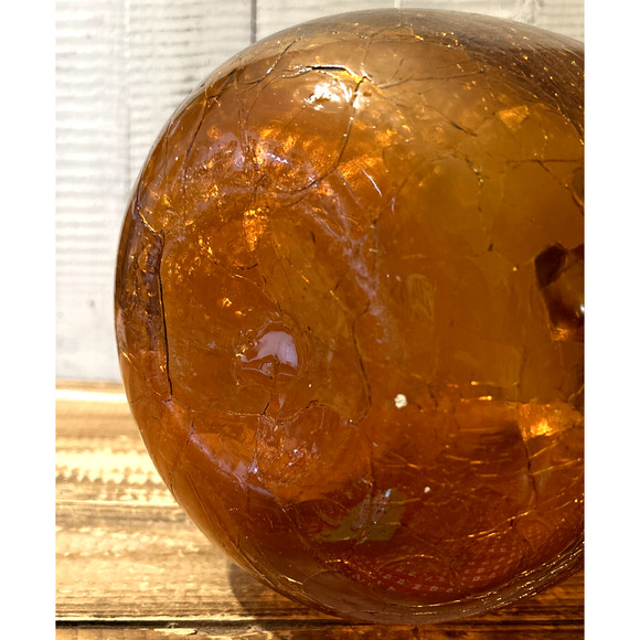 Vintage Blenko Hand Blown Crackle Glass 6526 Jug Amber Honey Joel Myers MCM - Picture 7 of 7